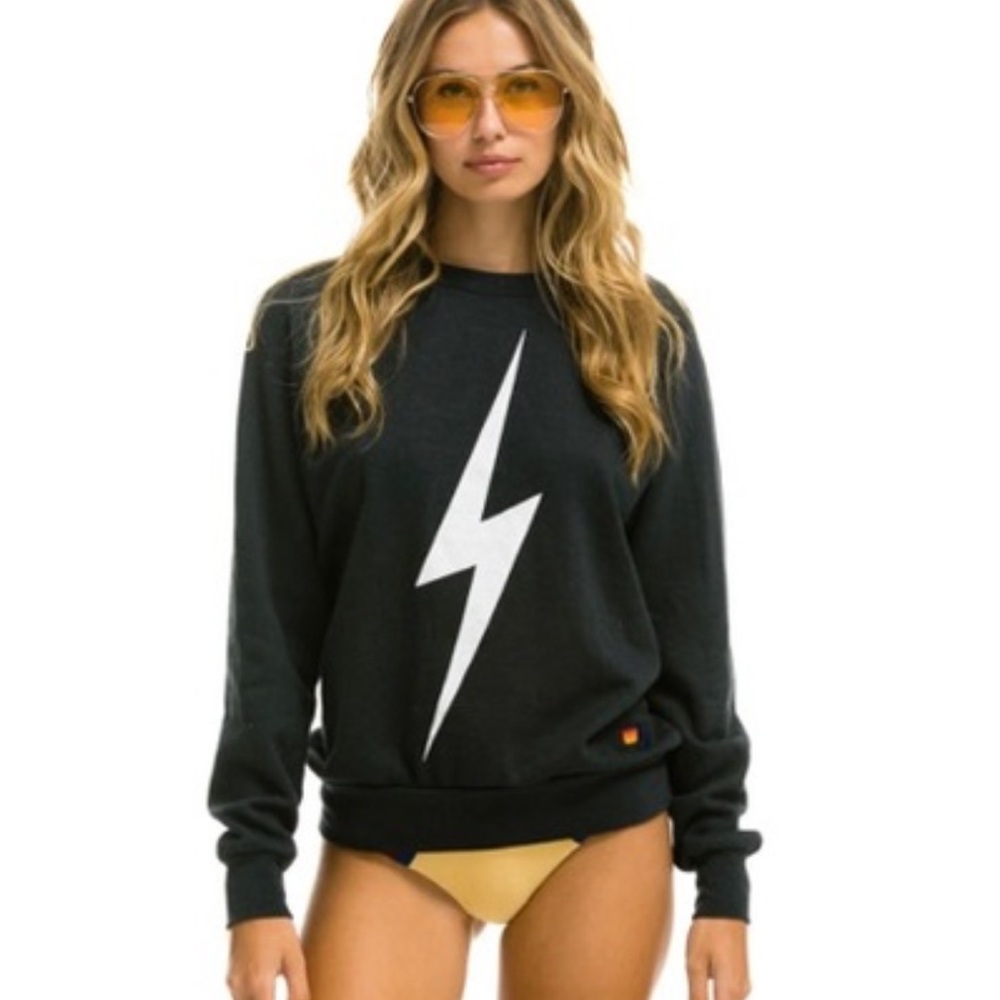 Aviator Nation Charcoal Bolt Crewneck Sweatshirt